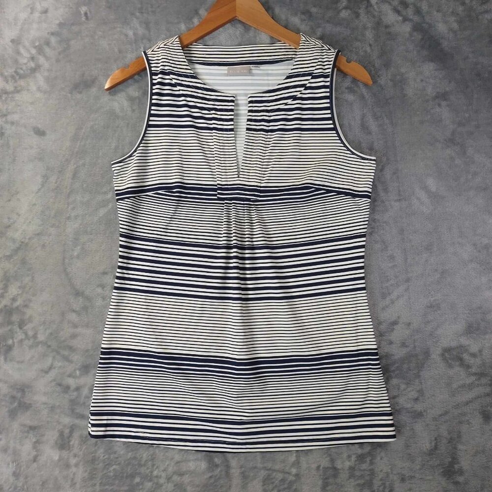 Ellie Kai Womens 4 Navy White Striped‎ Nautical Top Beachy Stretchy Preppy